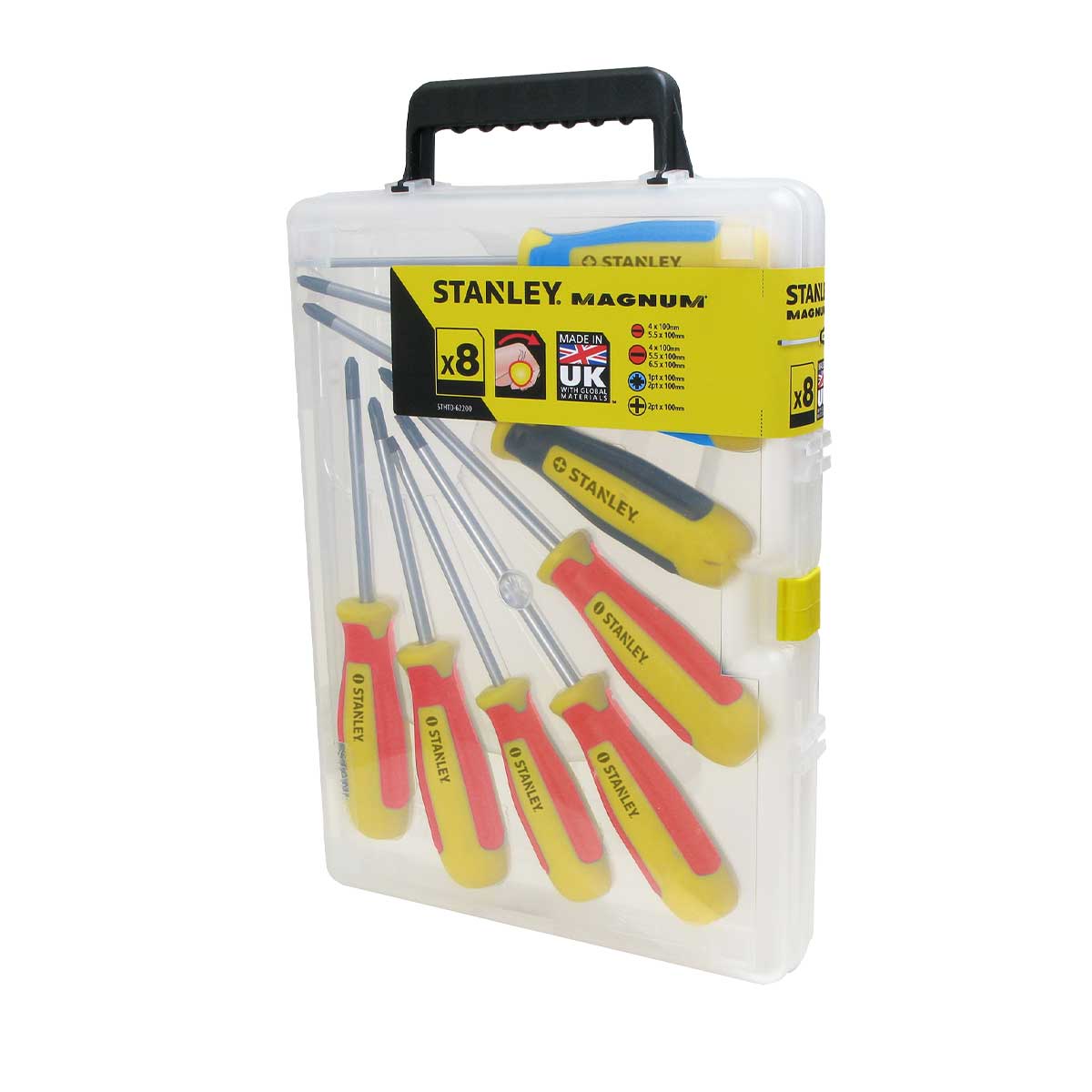 סט 8 מברגים מחוסמים CR.V במזוודה שקופה STANLEY