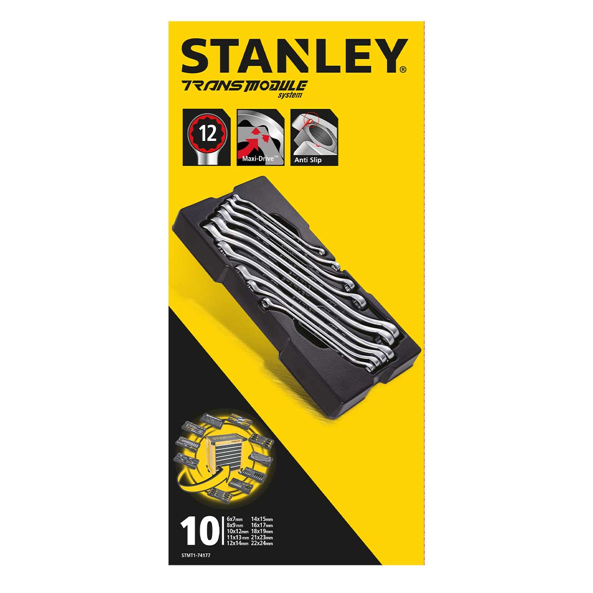 סט ﻿10 מפתחות רינג רינג במגש STANLEY