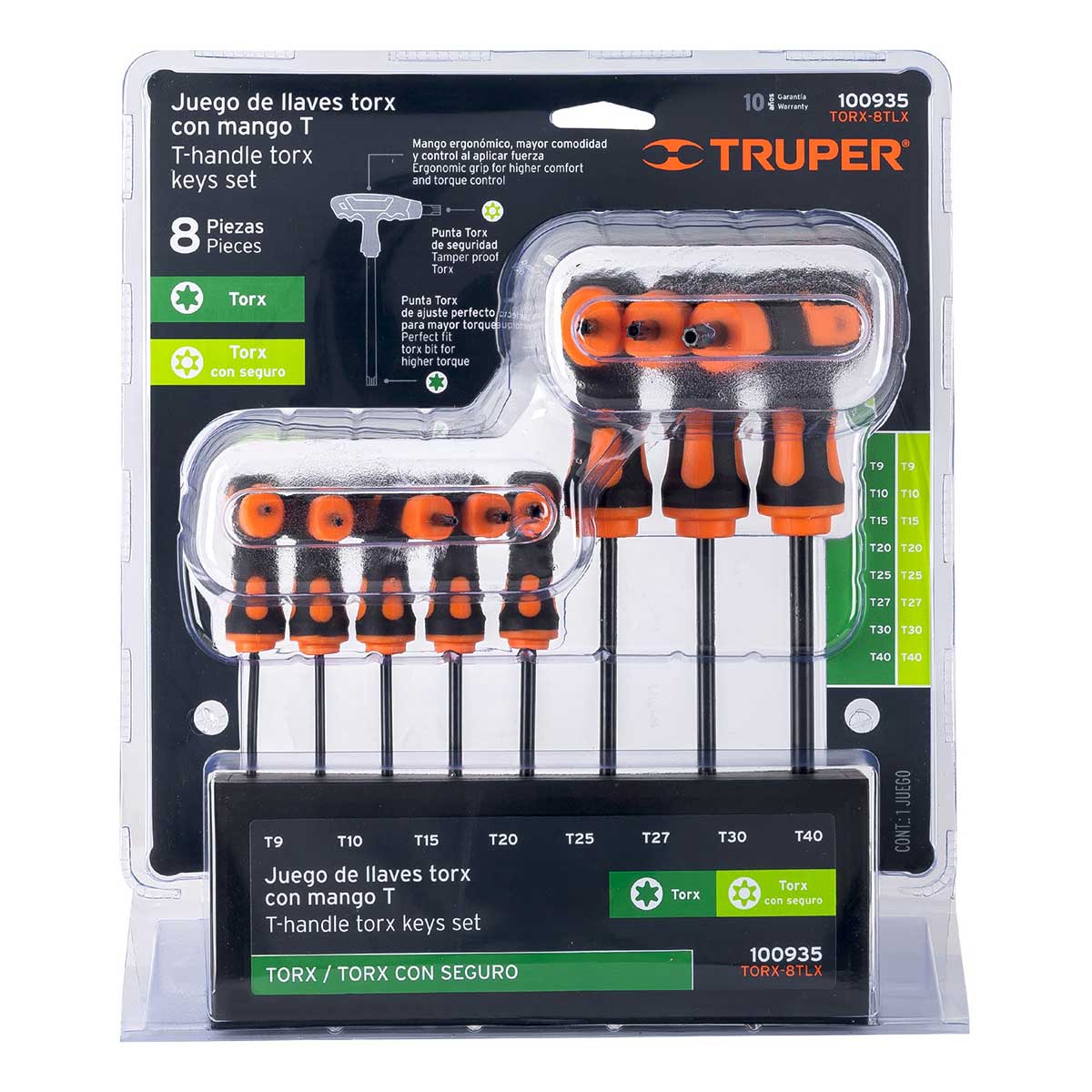 סט ﻿8 ידיות TRUPER T-TORX CR.V