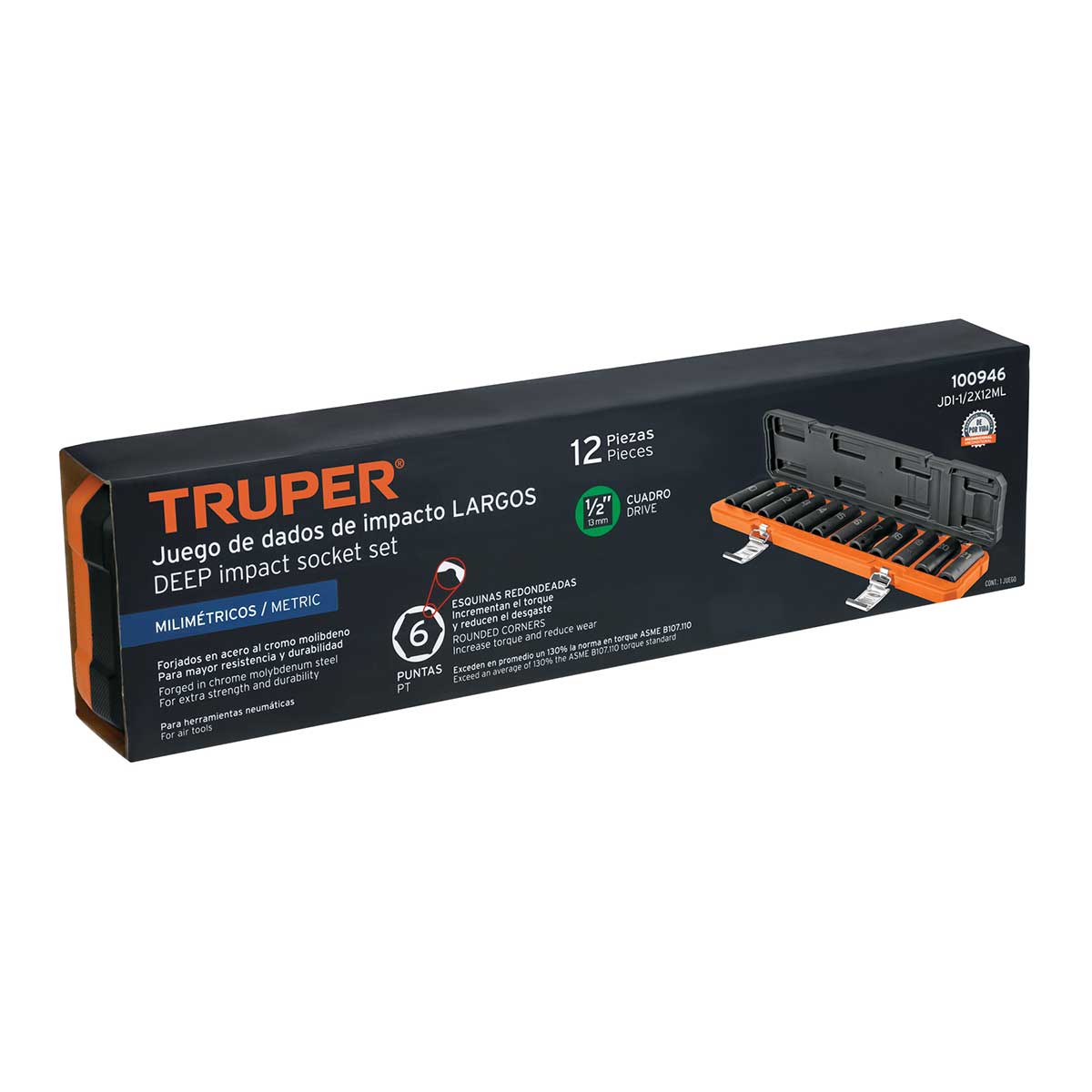 סט בוקסות כח שחורות עמוקות "1/2 (מ"מ) TRUPER