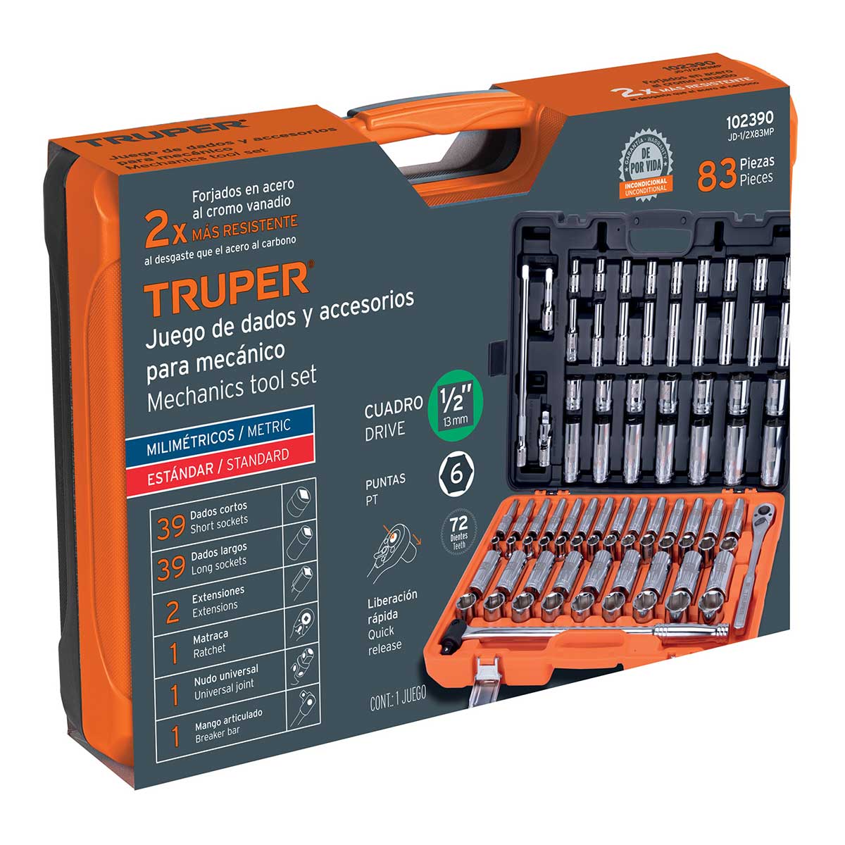 סט בוקסות מקצועי "1/2 מ"מ + אינצי' TRUPER