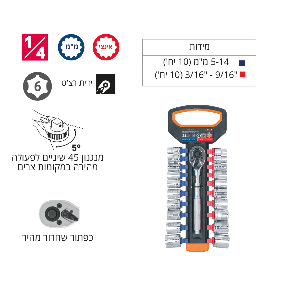 סט בוקסות "1/4 TRUPER CR.V