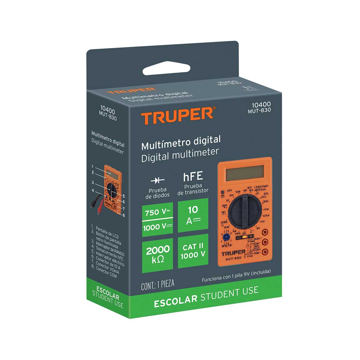 רב מודד כולל מד טרנזיסטורים TRUPER