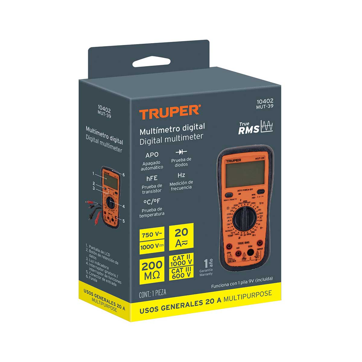 רב מודד כולל מד טמפרטורה, קיבול ותדר TRUPER