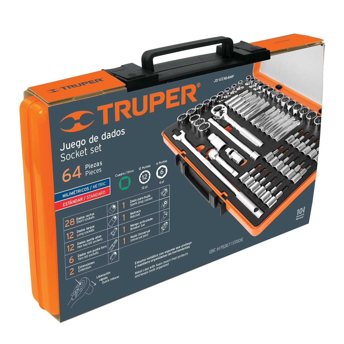 סט בוקסות מקצועי "1/2 מ"מ + אינצי' 64 חלקים TRUPER