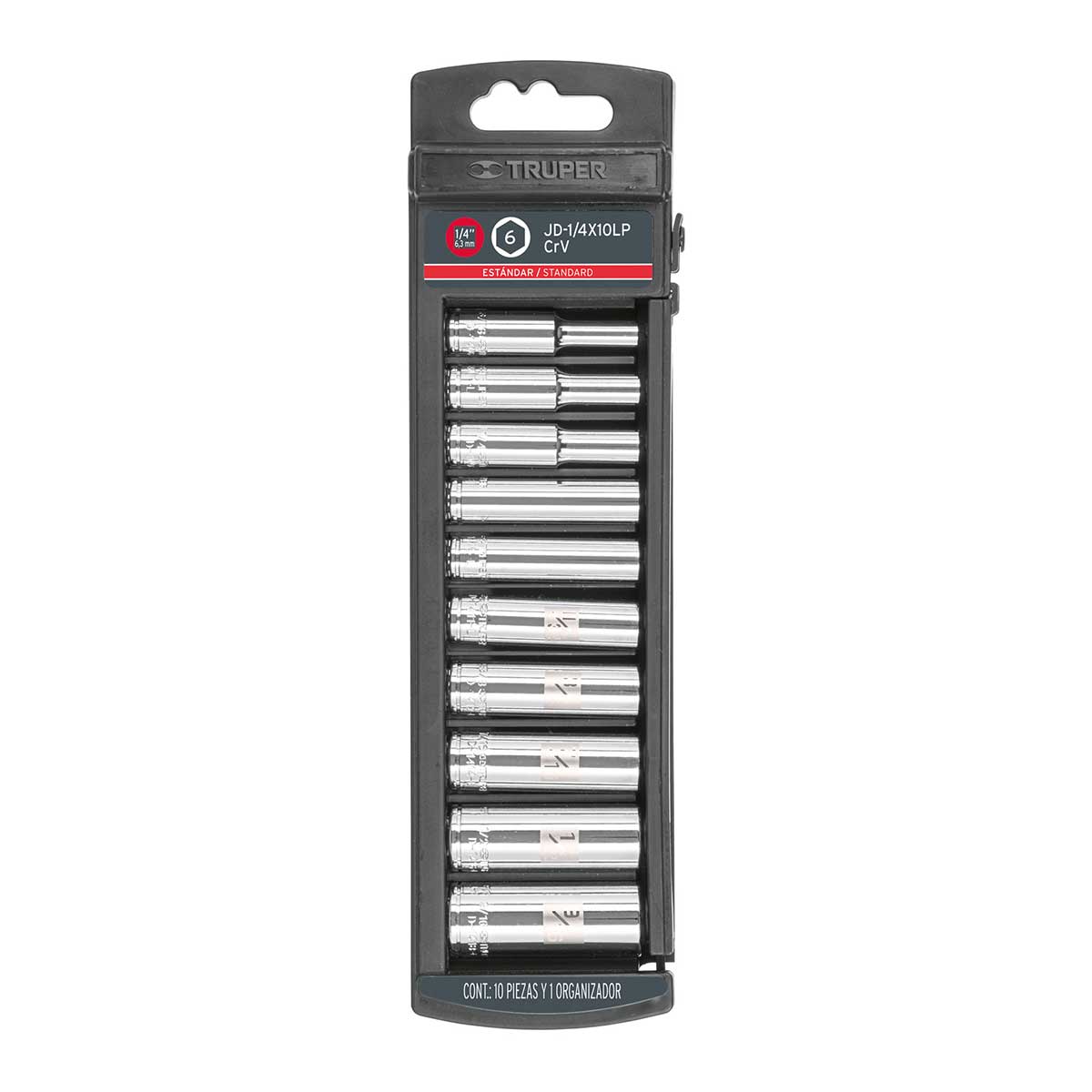 סט בוקסות עמוקות "1/4 6 צלעות אינצי' - 10 חלקים TRUPER