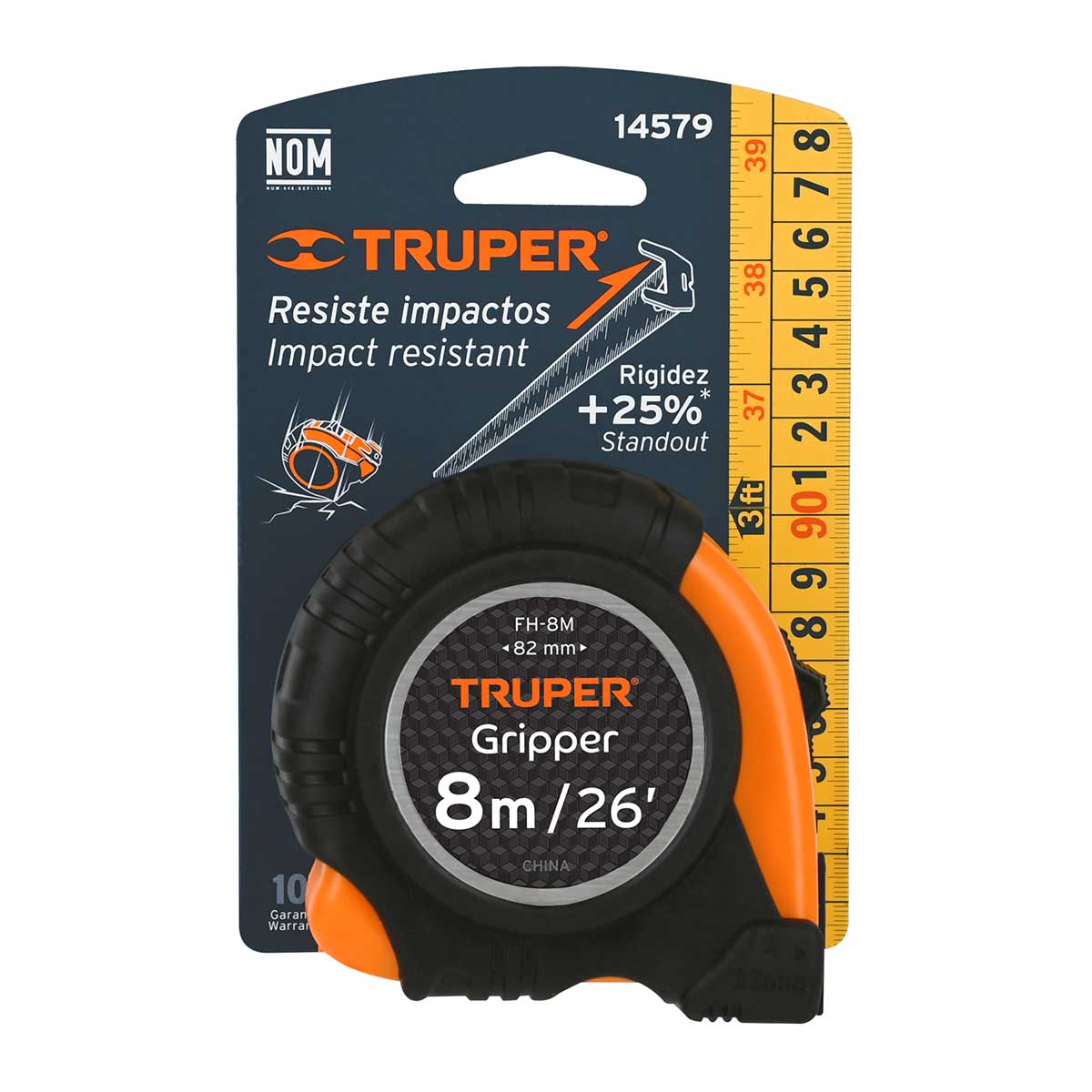 מטר 8 מ' מחוזק (מ"מ | אינצ') מצופה גומי TRUPER