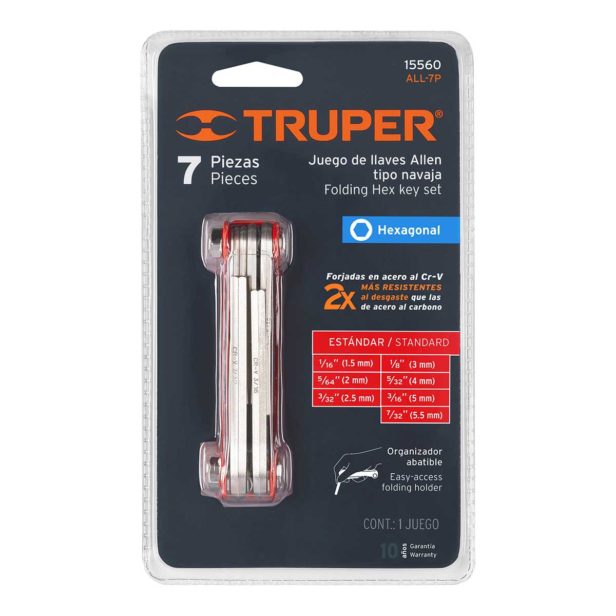 סט 7 מפתחות אלן אולר אינצ'י TRUPER CR.V