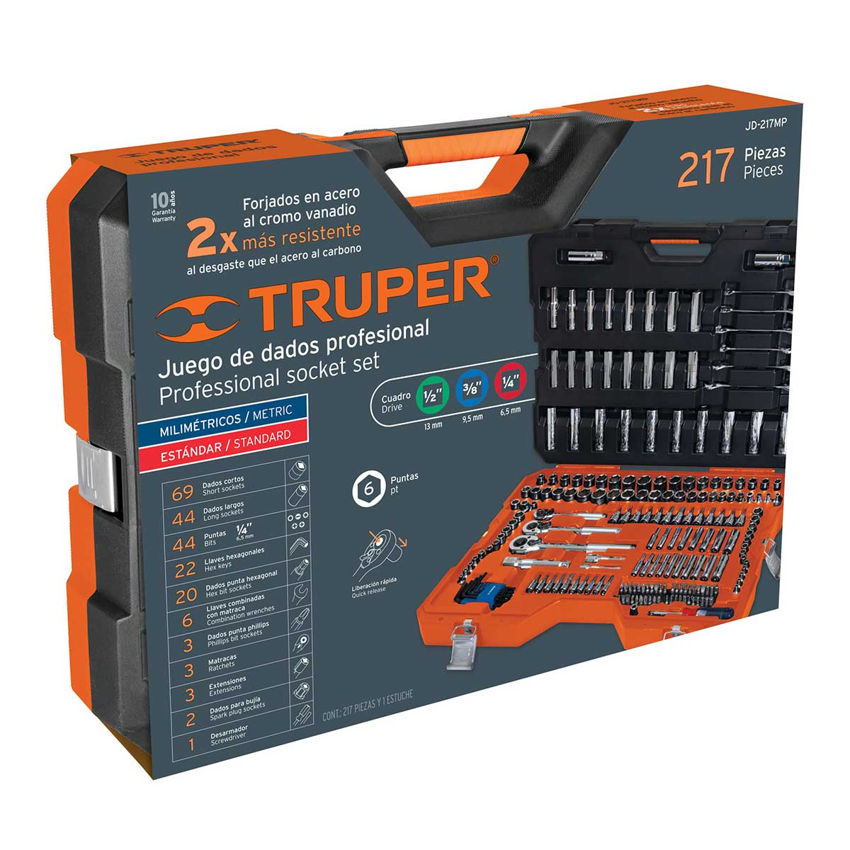 סט בוקסות "1/2 + "3/8 + "1/4 מ"מ + אינצ' TRUPER