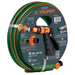 סט צינור גינה "1/2 משוריין 3 שכבות ומחברי נחושת TRUPER