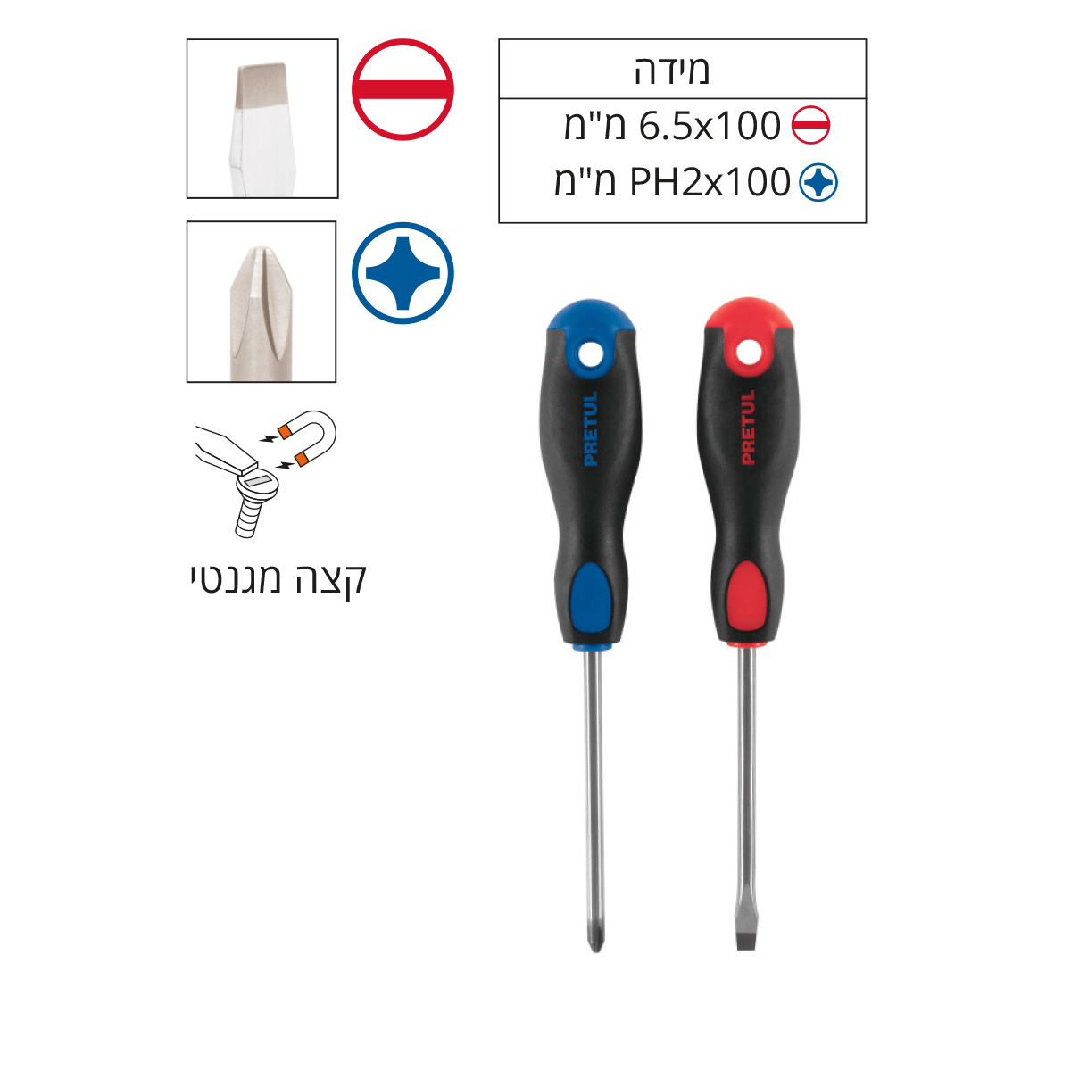 סט 2 מברגים מחוסמים TRUPER PRETUL