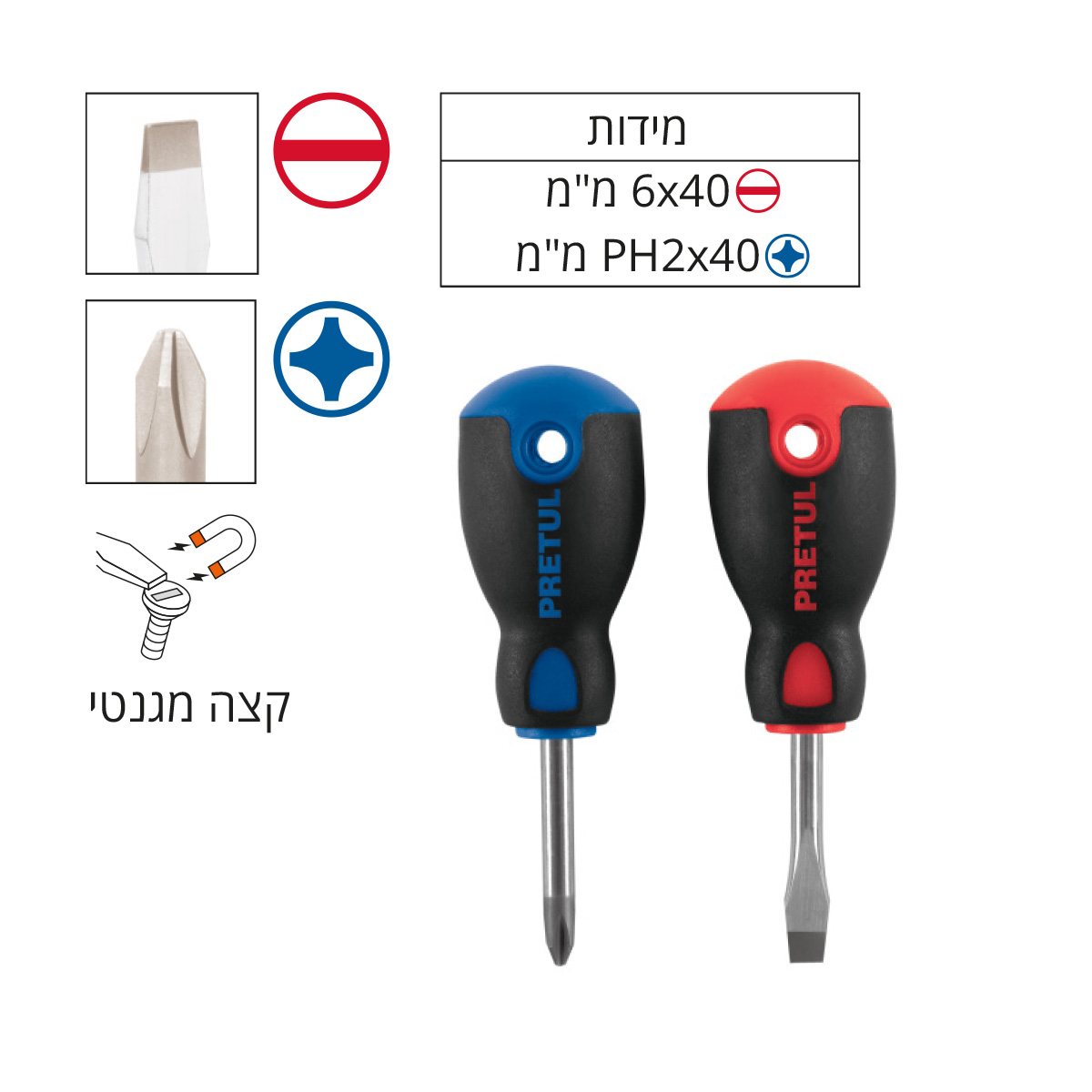 סט 2 מברגים מחוסמים בולדוג TRUPER PRETUL