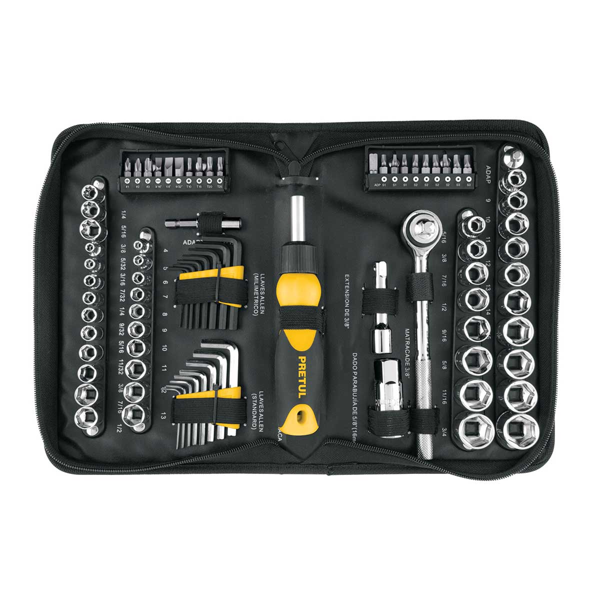 סט בוקסות מעורב " 3/8 + " 1/4 | מ"מ + אינצי' TRUPER PRETUL