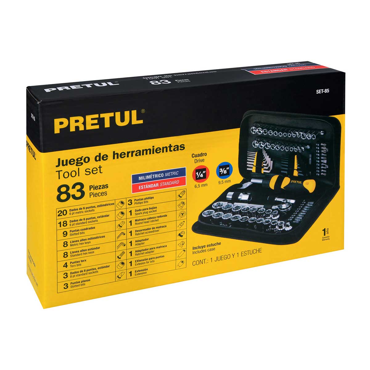 סט בוקסות מעורב " 3/8 + " 1/4 | מ"מ + אינצי' TRUPER PRETUL