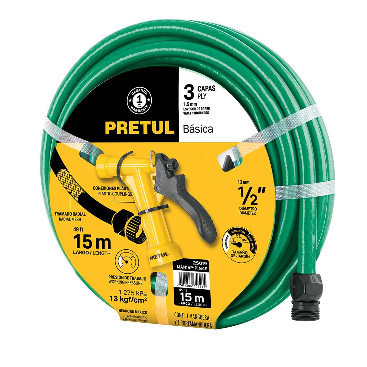 סט צינור גינה "1/2 משוריין 3 שכבות ומחברי נחושת TRUPER