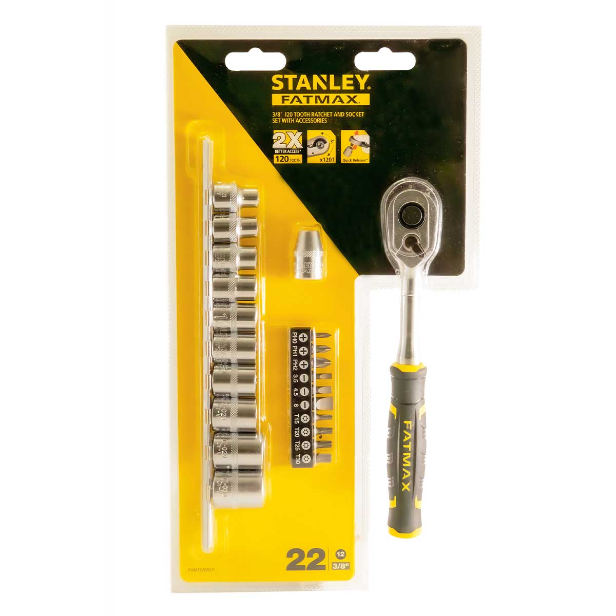 סט בוקסות "3/4 6 צלעות מ"מ + ביטים - 22 חלקים STANLEY FATMAX
