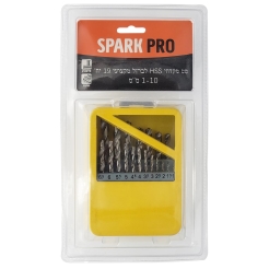 סט מקדחי HSS לברזל מקצועי 1-10 מ"מ 19 יח' SPARK PRO