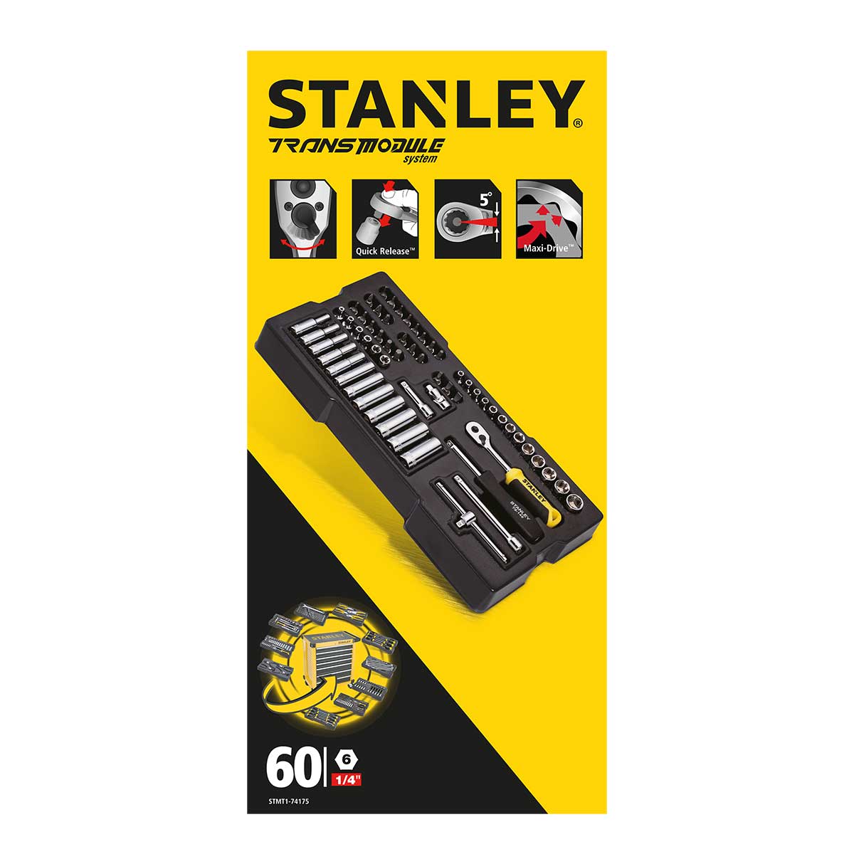 סט ﻿ בוקסות "1/4 במגש STANLEY