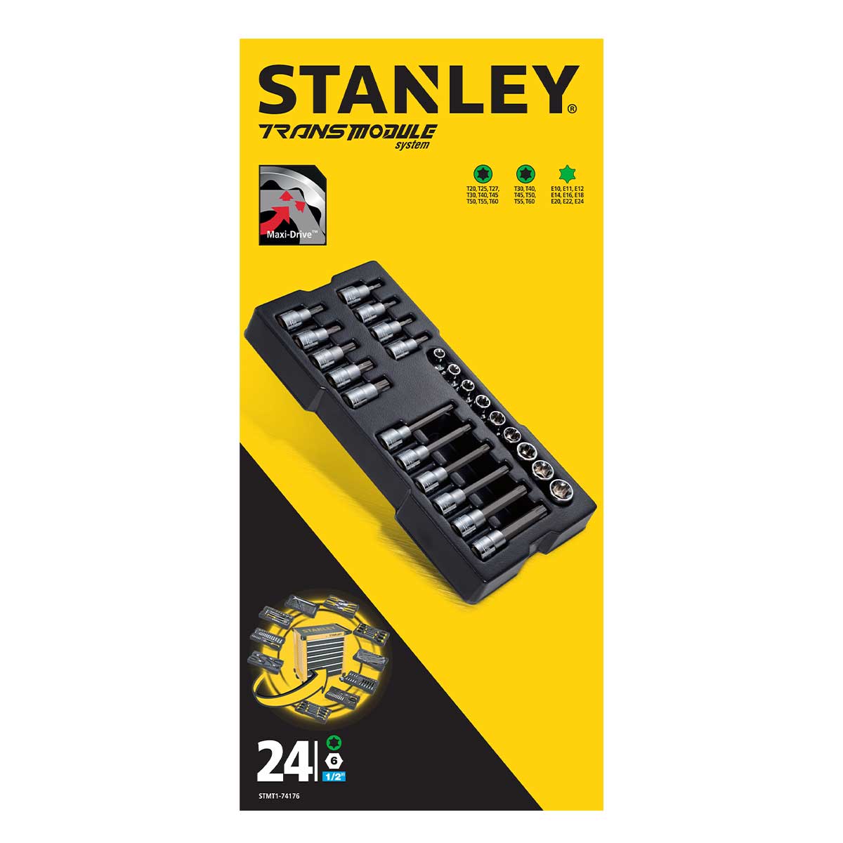סט ביטים ובוקסות "1/2 במגש STANLEY