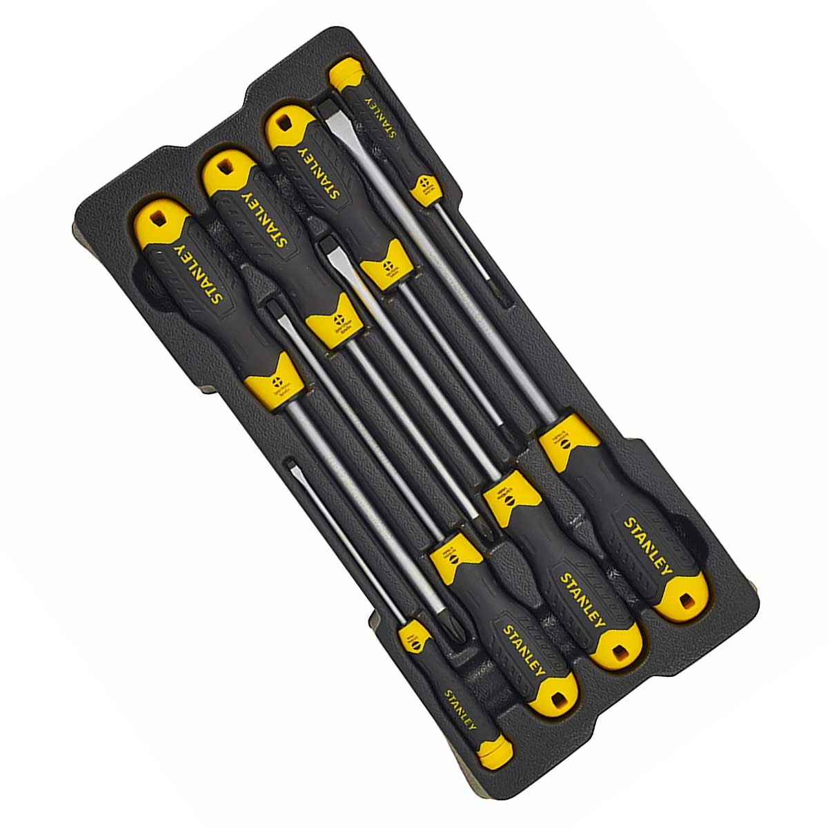 סט 8 מברגי שטוחים ופיליפס במגש STANLEY