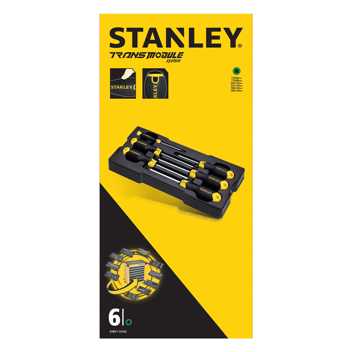 סט ﻿6 מברגי טורקס במגש STANLEY
